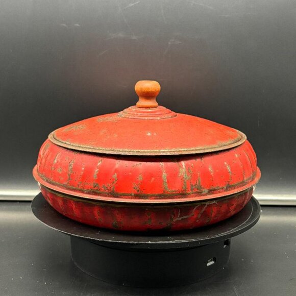 Vintage 1930's 1940's Red 3 Piece Metal Sewing Box - Picture 8 of 8